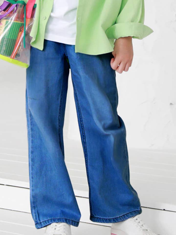 GDP-23-89125A Girl Basic Wash Wide Leg Denim Jeans for wholesale by Cutie Patootie Clothing