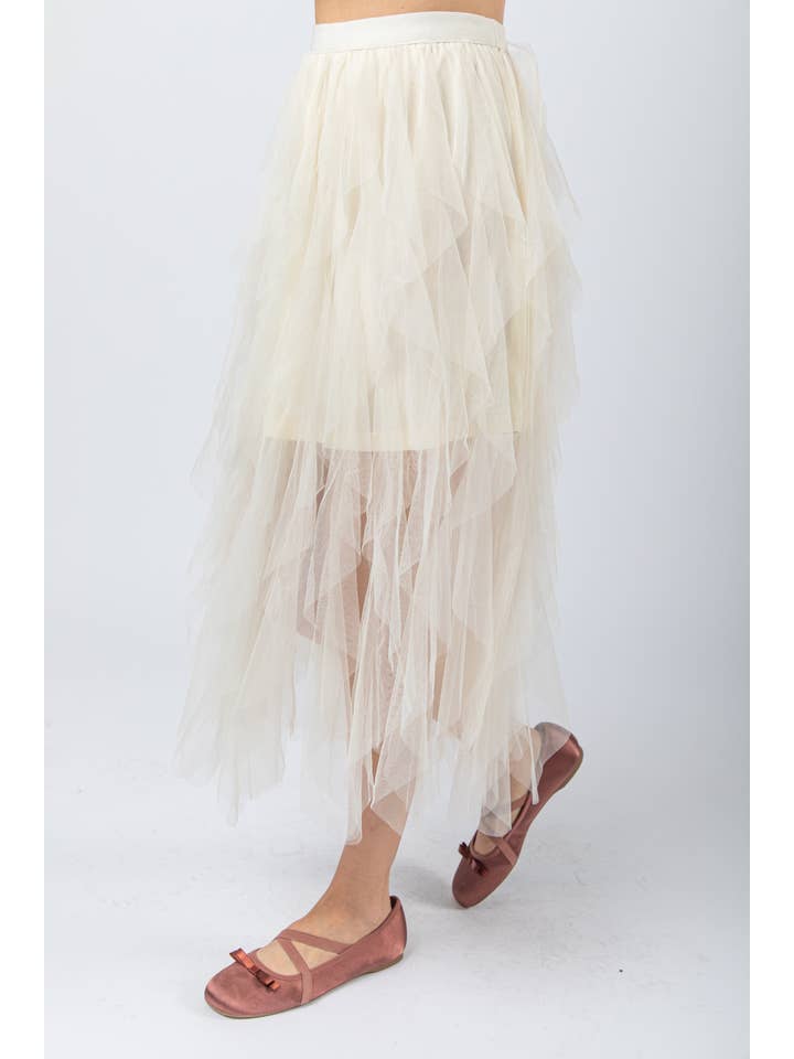 VERY J - Wholesale Rok - Dames - VERY J Barbie gelaagde tule midi-rok met waterval en elastische taille11