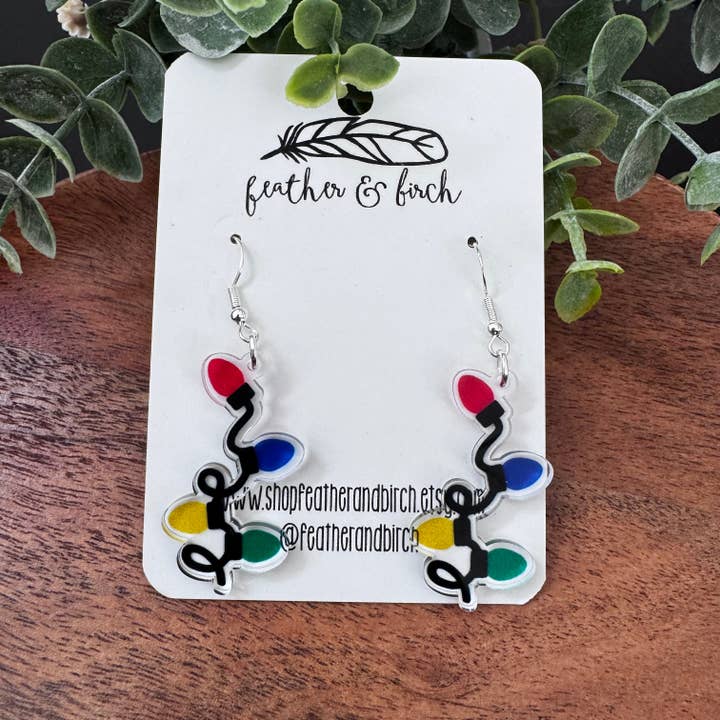 Christmas Light Earrings for wholesale by Feather and Birch