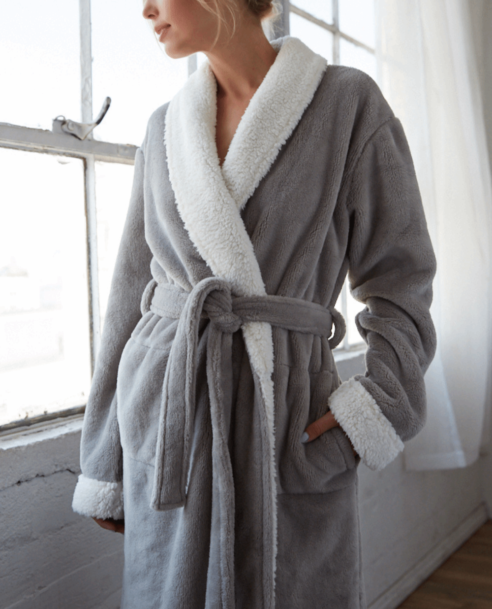 Pure Fiber - Wholesale Robe - Women's - Keila Sherpa Fleece Robe – Ultra Soft Cloud Comfort1