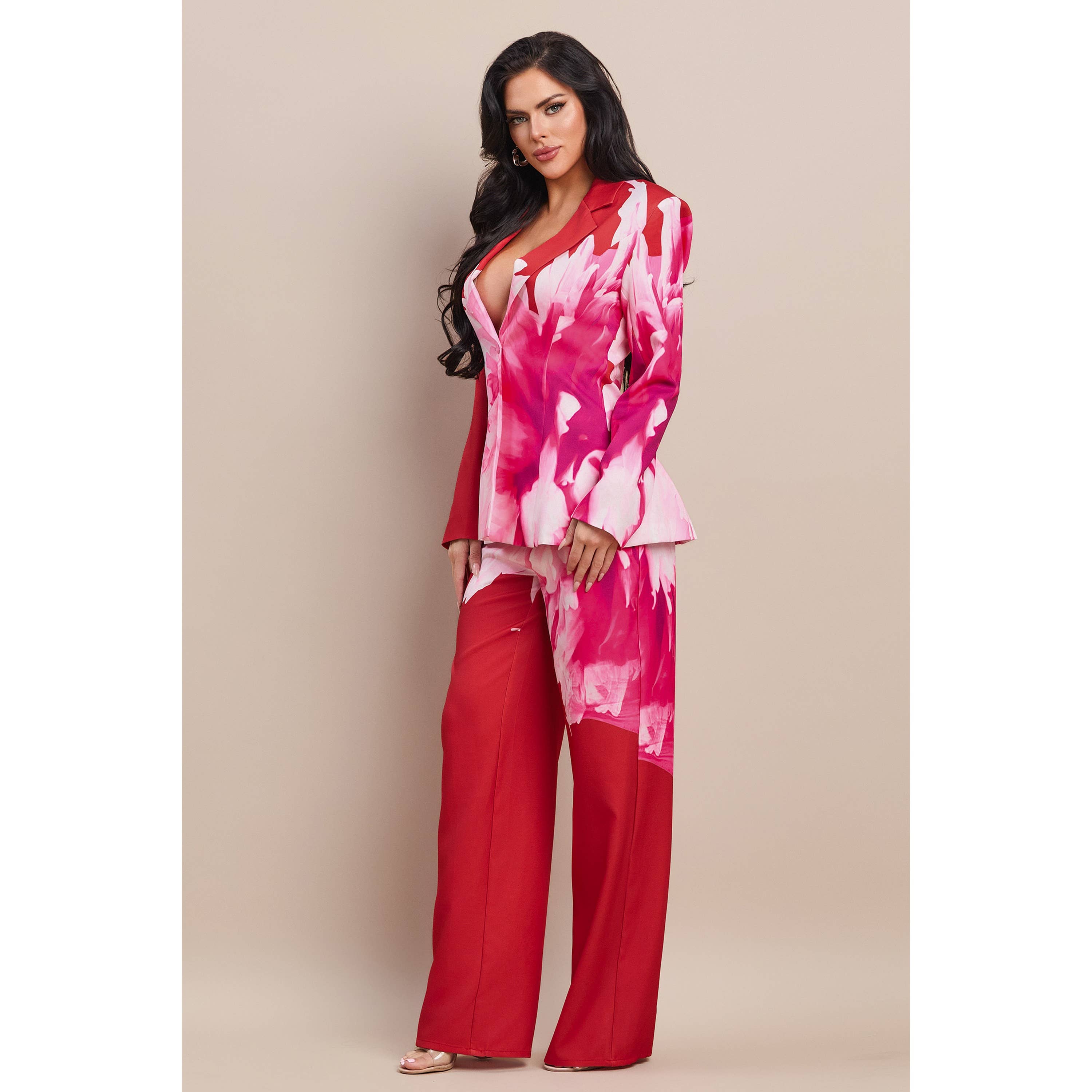 The Sang – Fato - Mulher por atacado – BLAZER COM CALÇAS COMBINANDO EM ESTAMPA FLORAL5