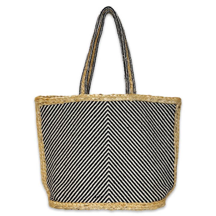 Anju Jewelry - Wholesale Tote Bag - Women's - Anna Tote - Jute Tote with Black Pattern