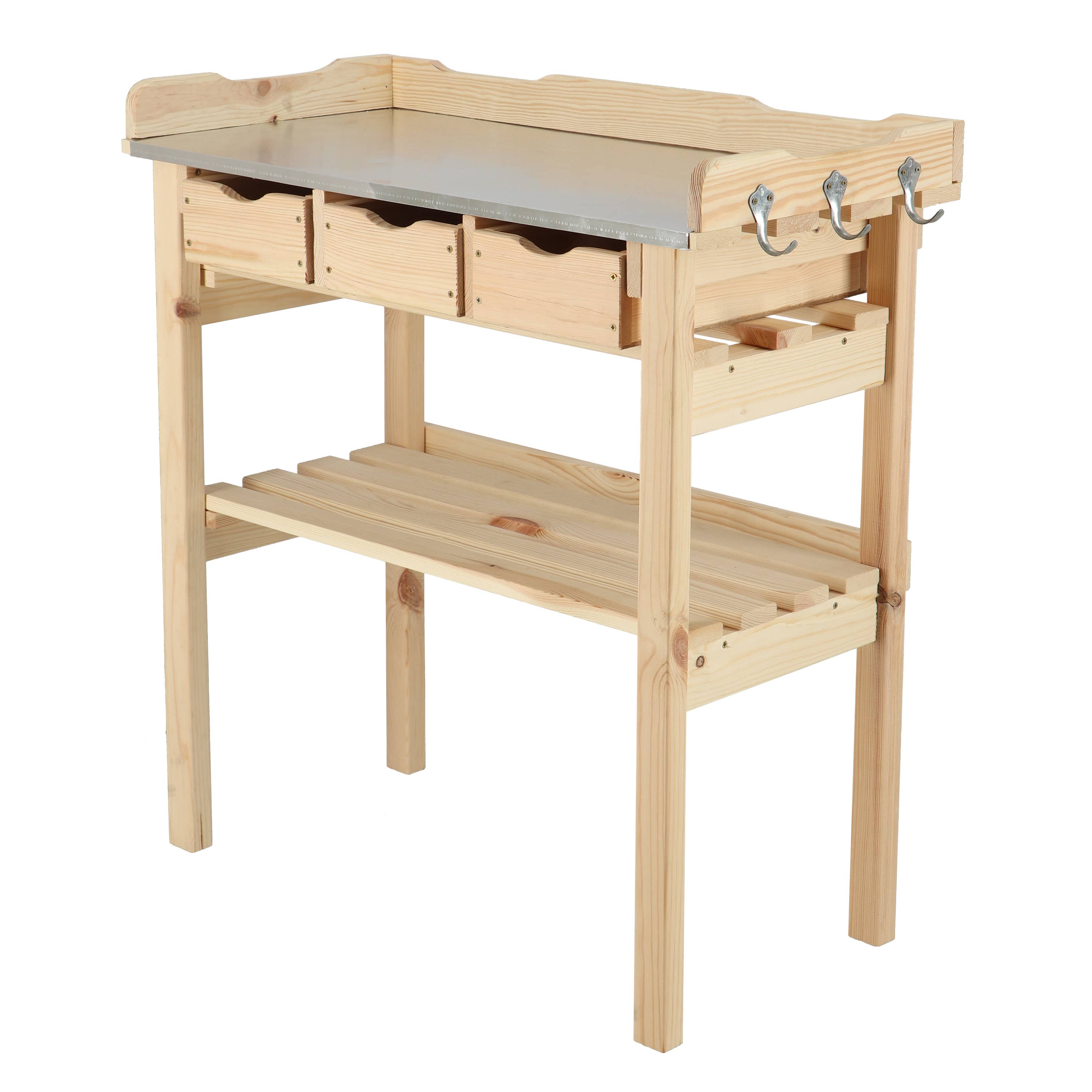 Esschert Design USA - Wholesale Plant Pot Stand - Potting Table, Wood/Zinc, Natural2