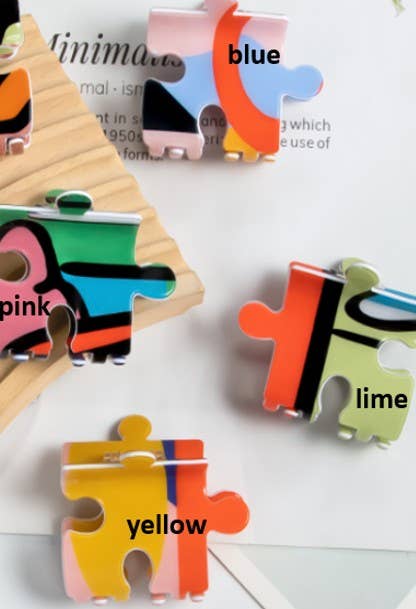 JOSSLYN by wall to wall - Venta al por mayor Horquilla para el pelo - Mujer - PINZAS PARA EL PELO DE TAMAÑO MEDIANO, MODERNAS, COLORIDAS, CON FORMA DE ROMPECABEZAS | 40H6712