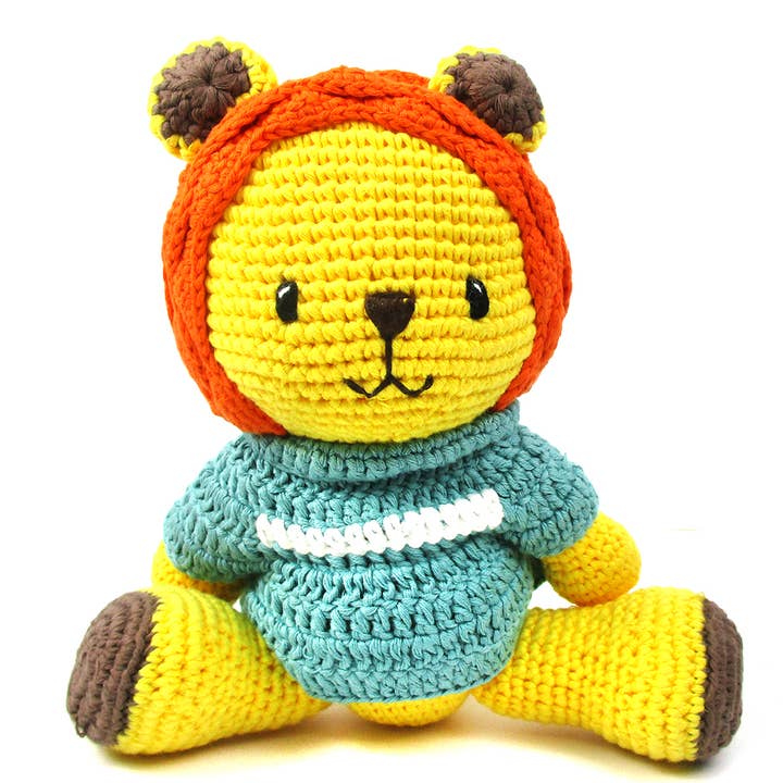 Håndhæklet legetøj, Lively Leo den gule løve for engroshandel hos Paul and Lucy