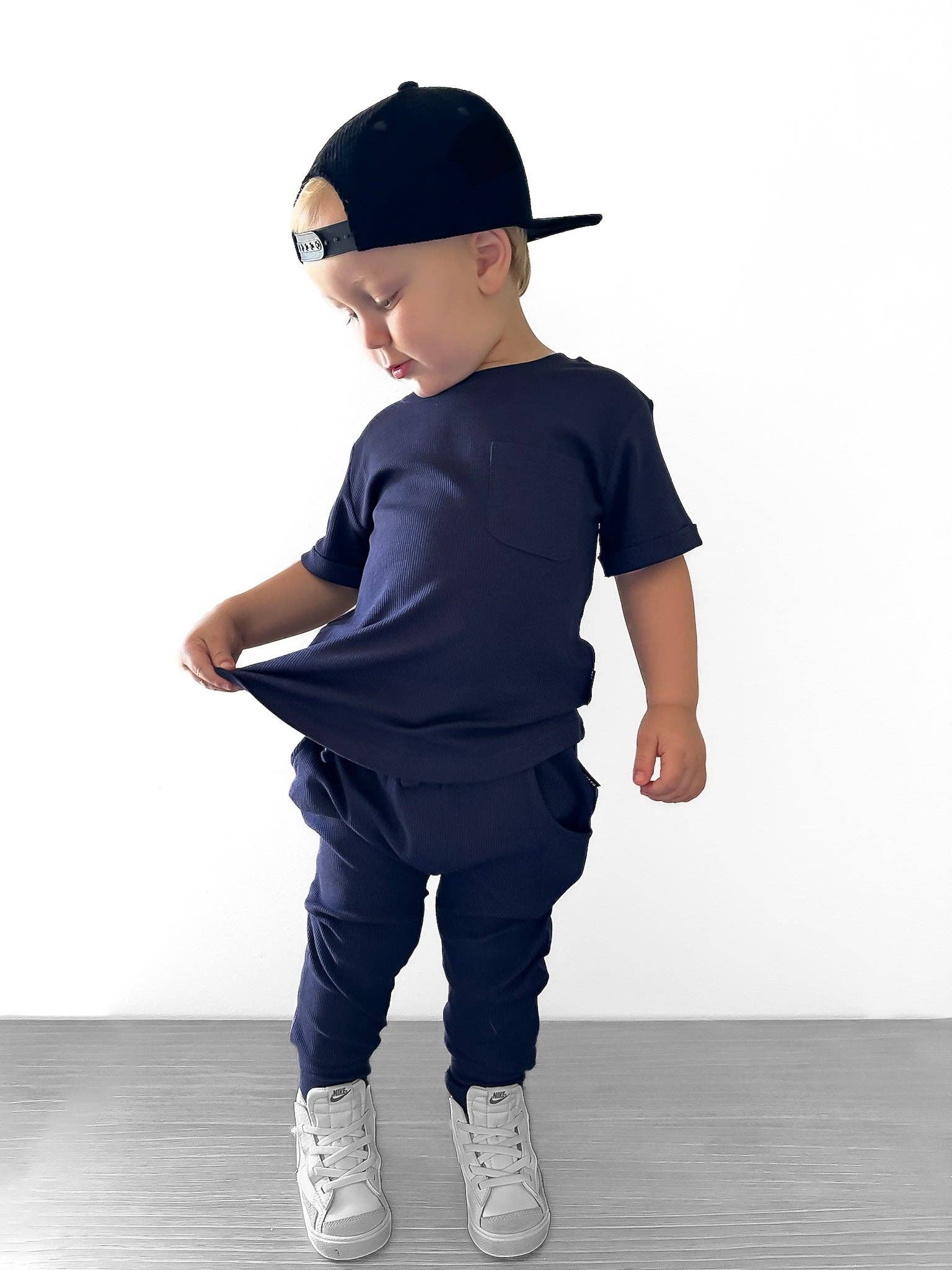 Remi + Rae Co. – wholesale Lounge sweatpants/jogging bottoms – Kids – BAMBOO RIBBED JOGGERS - NAVY12
