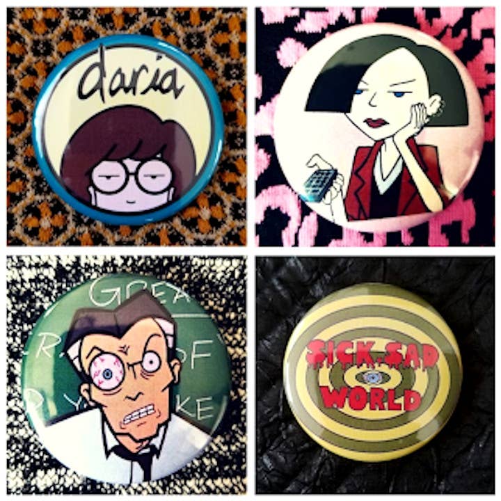 Pinbax Express - Wholesale Lapel Pin/Button - Daria x 4 LARGE 2.25"Inch(57mm) pins 90s 1990s MTV cartoon