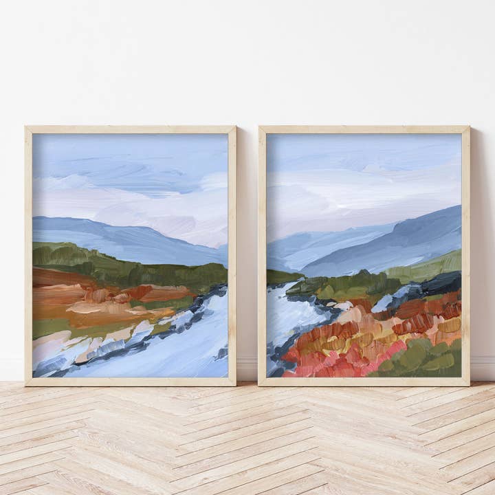 "Nordic Red" Diptych Art Print || Set of 2 for wholesale by Katie Garrison Art