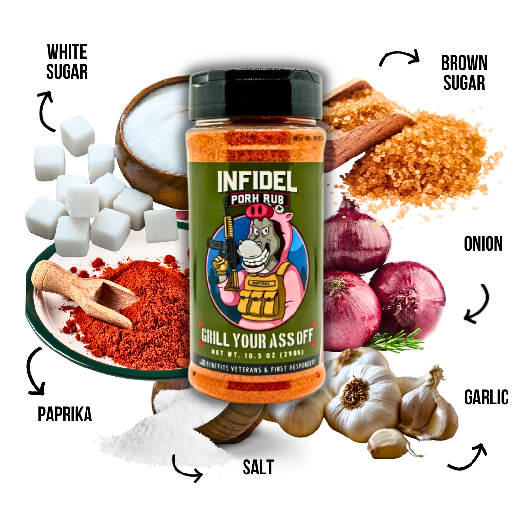 Grill Your Ass Off - Spices, Rubs, Seasonings, Sauces, Jerky - Wholesale Rub - Infidel Pork Rub™ – Bold Flavor for Unforgettable BBQ
1