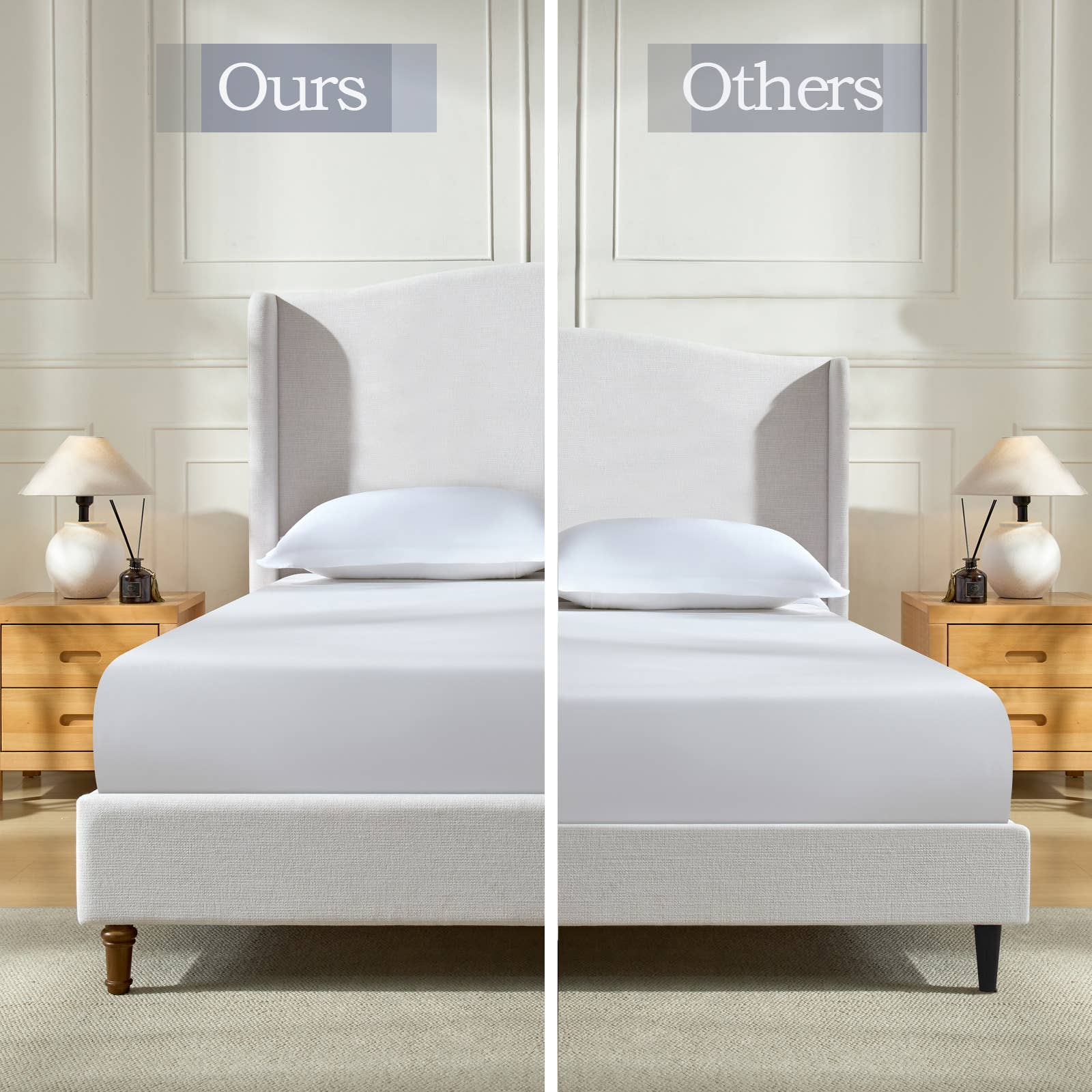 39F Inc. - Wholesale Bedroom Furniture - Upholstered Wingback Bed Size King Premium Textured  Ivory3