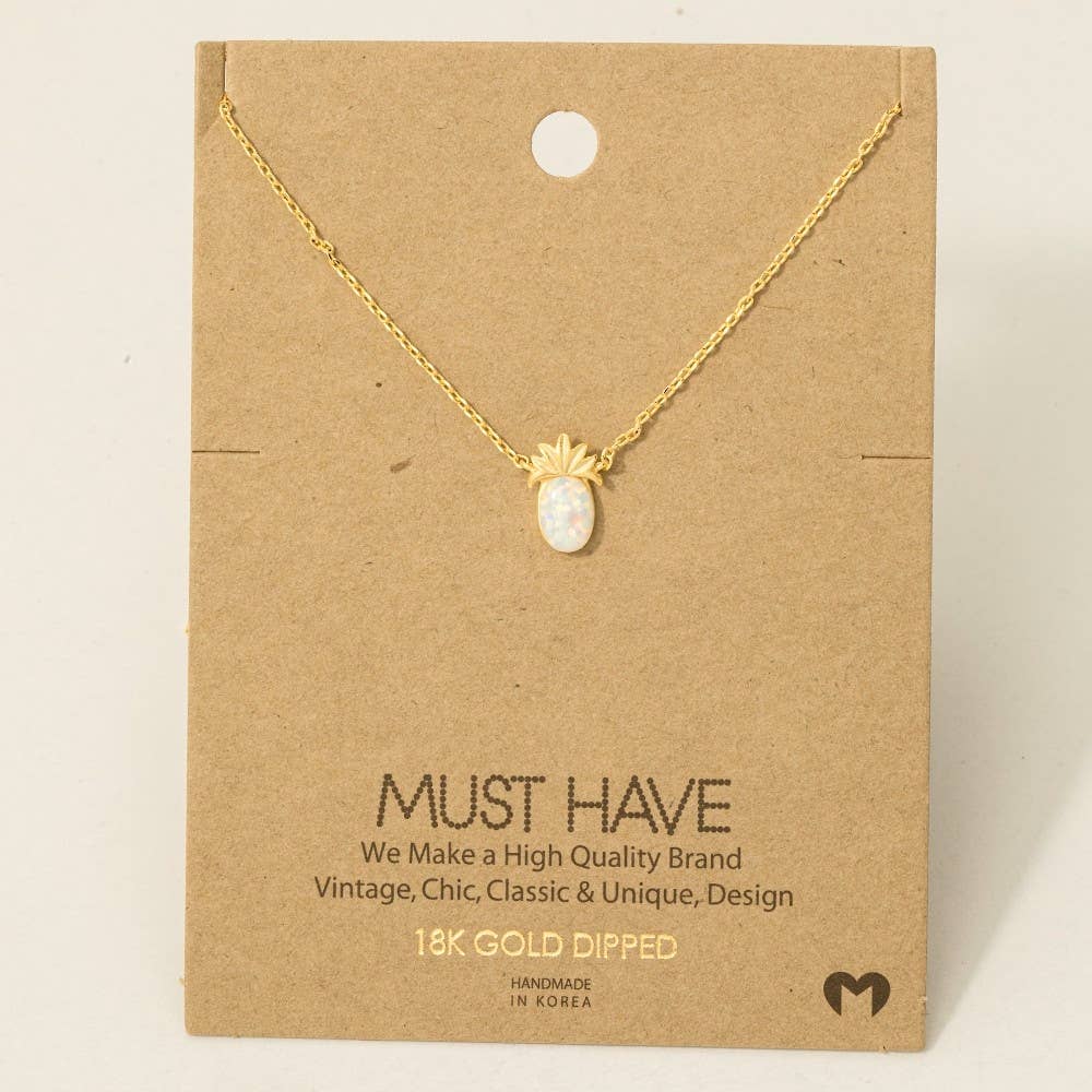 Fame Accessories – Großhandel Kette mit Anhänger/Charm – Halskette mit Ananas-Anhänger aus Opal1