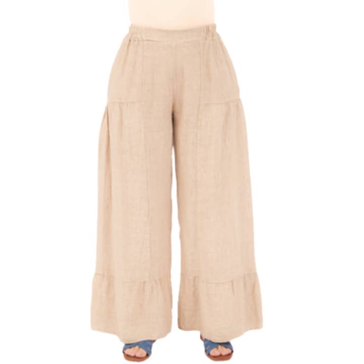 6697 Calça de Linho Italiano Ecru Vera May por atacado de VeraMay