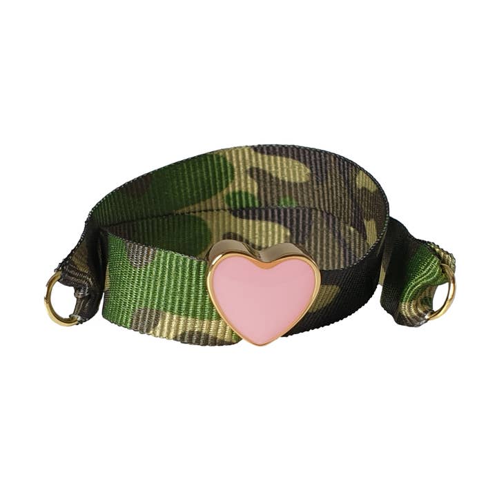 BRAZALETE DE CAMUFLAJE VERDE CORAZÓN ESMALTE ROSA SOBRE ORO para venta al por mayor de Smartever Srl