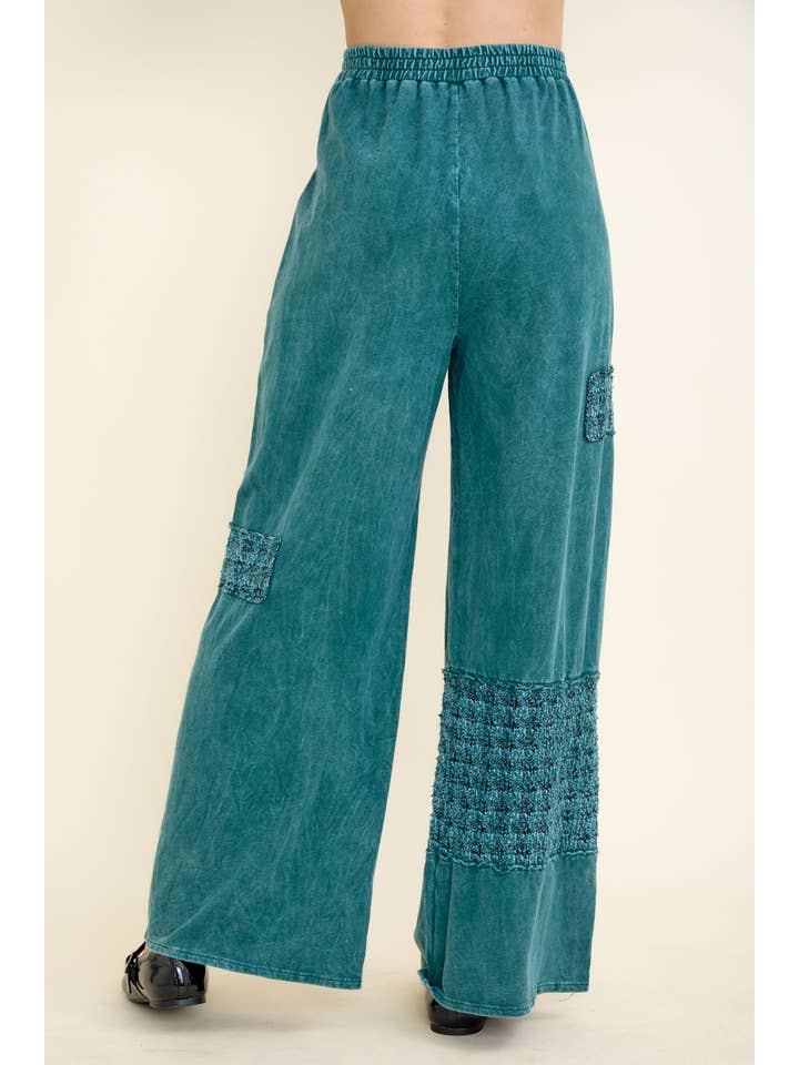 J.Her - Wholesale Pants - Women's - MineralWashed Tweed Block Wide Leg pants HP673710