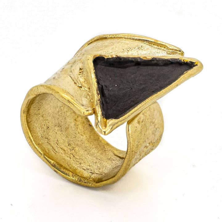 Golden Triangle Ring for wholesale by YuuJewels