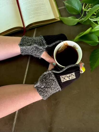 Reciclado de cachemira con guantes negros sin dedos para venta al por mayor de Jax Upcycled
