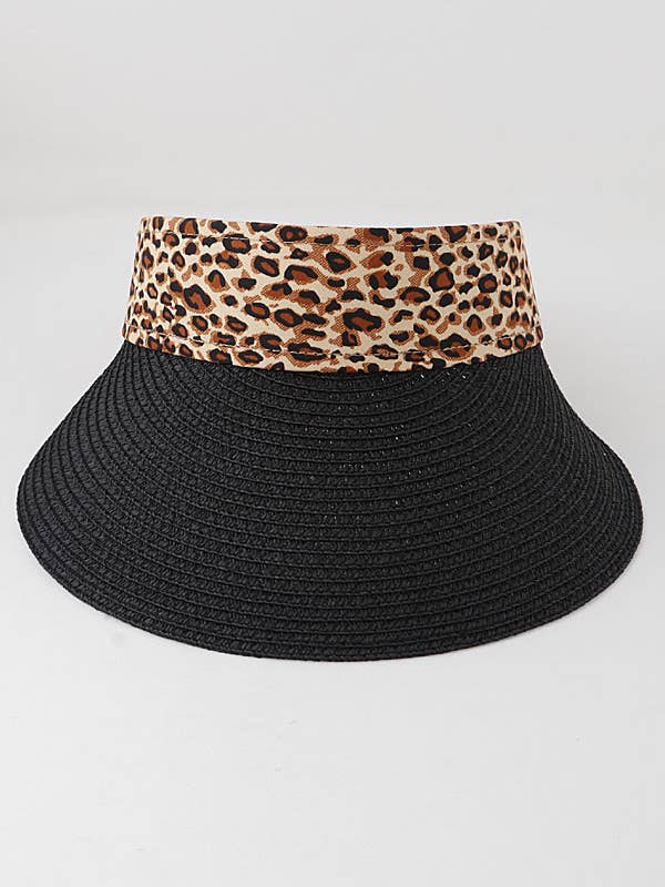Vild Cheetah Print Straw Visor Hat for engroshandel hos Shop Neighbors