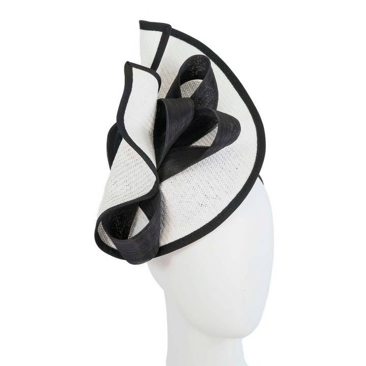 Large twisted plate with bow by Fillies Collection for wholesale by Max Alexander by Cupids Millinery Melbourne