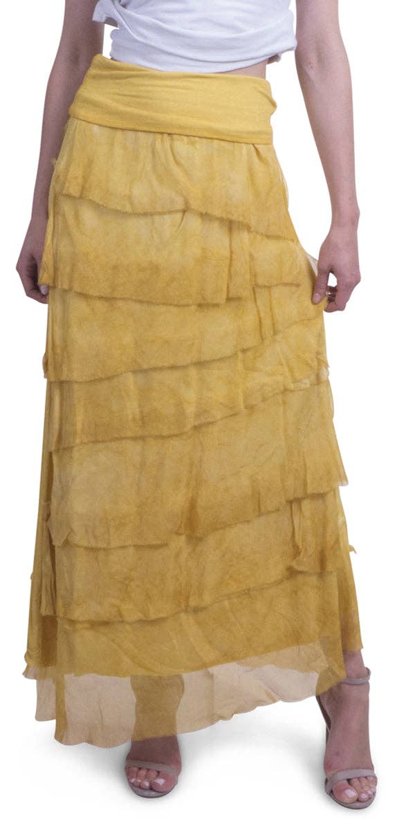 Gigi Moda - Vente Jupe – femme - Jupe volantée longue en soie48