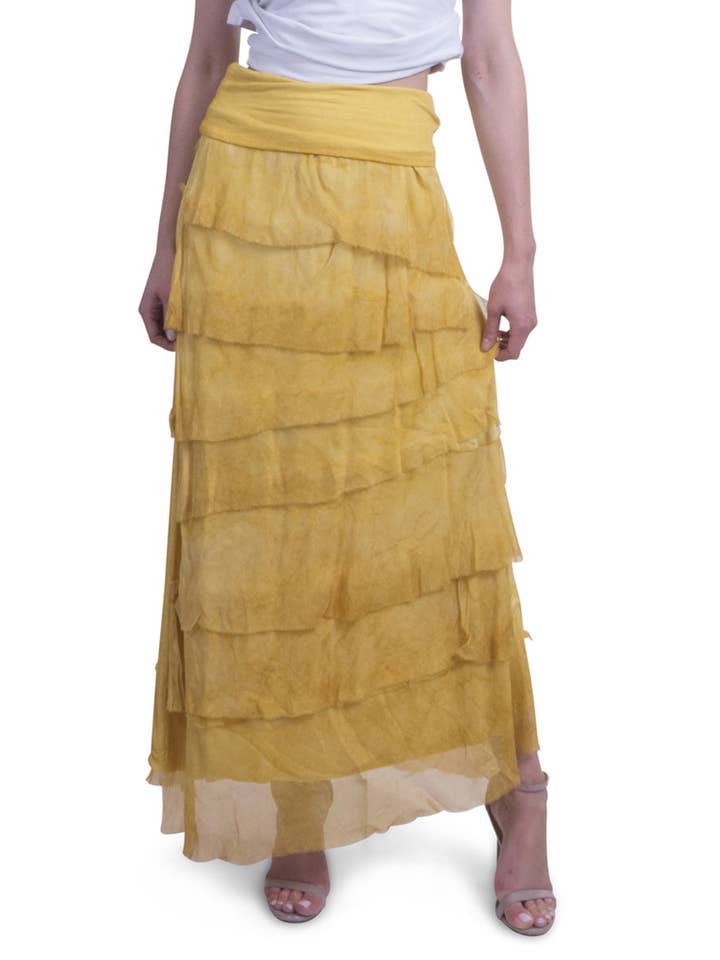 Gigi Moda - Vente Jupe – femme - Jupe volantée longue en soie48