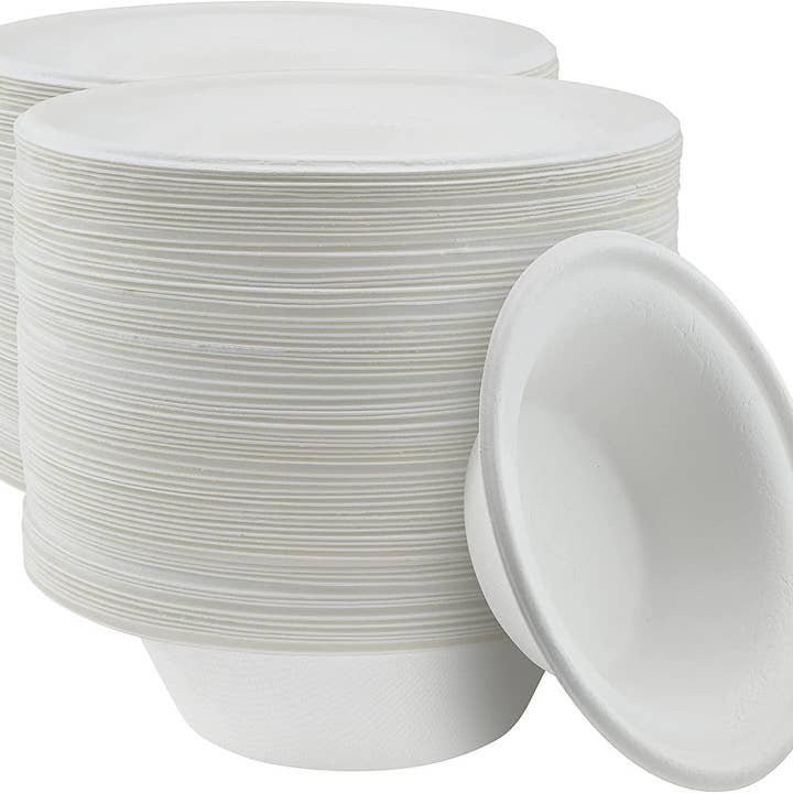 singleware - Wholesale Kartonnen bordje - Heavy Duty composteerbare kommen | 12 oz. Wegwerpborden gemaakt van milieuvriendelijk suikerriet | Deze papieren feestborden zijn geweldig voor diner, hapjes, kamperen, catering, concessiestands | 125 stuks