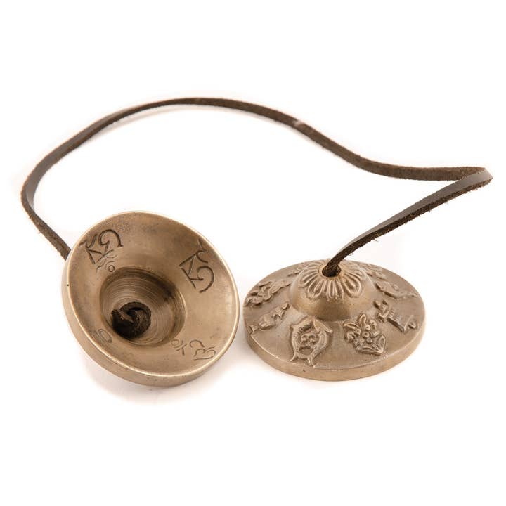 Namaste – wholesale Meditation supplies – Bronze Patterned Tingsa Cymbals0