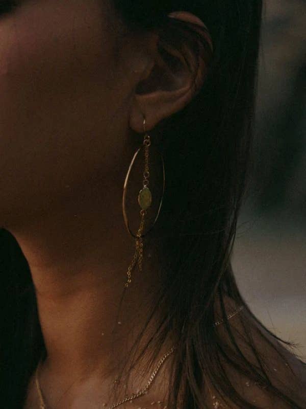 Momi Green Pearl Hoops for wholesale by Toasted Jewelry