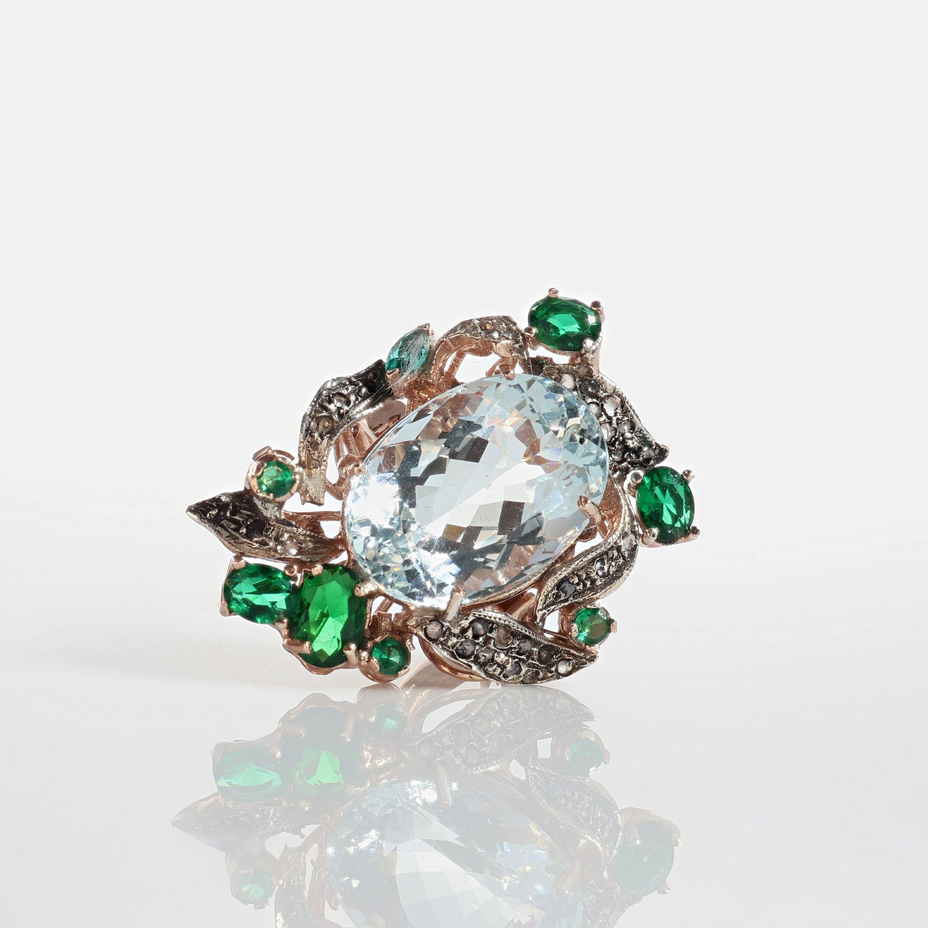 Gold Antique - Vendita all'ingrosso Anelli cocktail/statement - Anello Riproduzione Antico in argento 925 e Oro 9 Kt