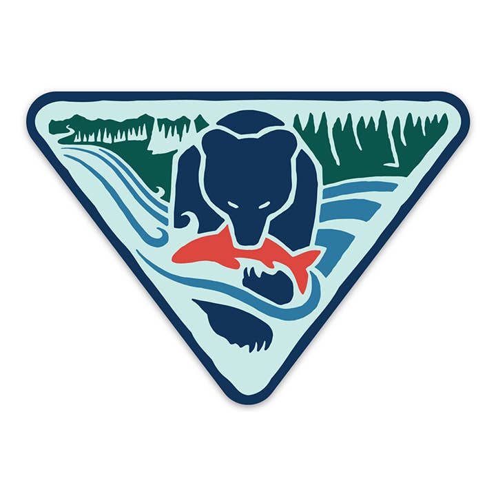 Bough & Antler Northwest Goods - Wholesale Sticker - Black Bear with Salmon Sticker: Iconic West Coast Nature Sce