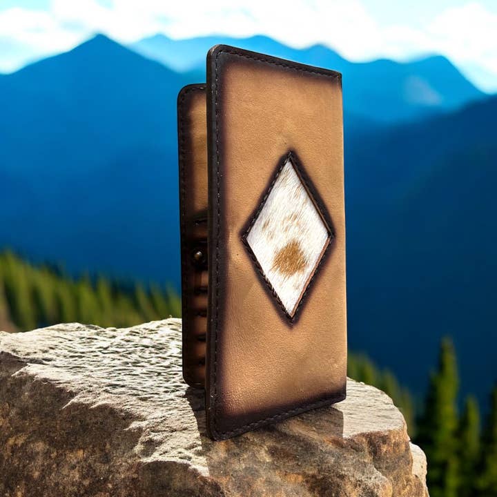 Cartera de cuero de vaca y piel de diamante para venta al por mayor de Western Linens