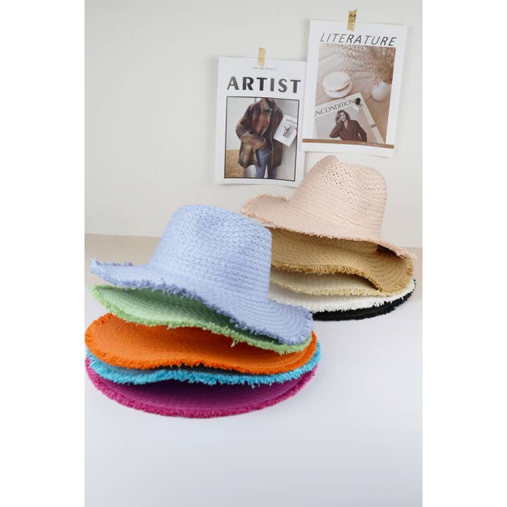 MYS Wholesale Inc - Wholesale Straw Hat - Women's - Frayed Solid Straw Sun Hat
