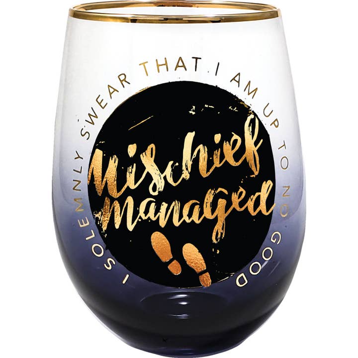 Mischief Managed Stemless Gls for wholesale by Spoontiques, Inc
