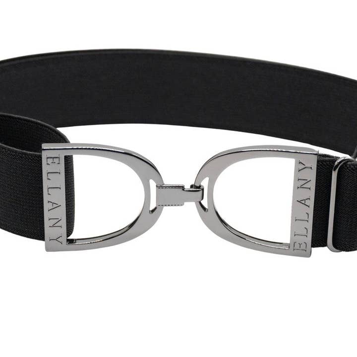 Black - 1.5" Gunmetal Stirrup Elastic Belt for wholesale by Huston x Ellany