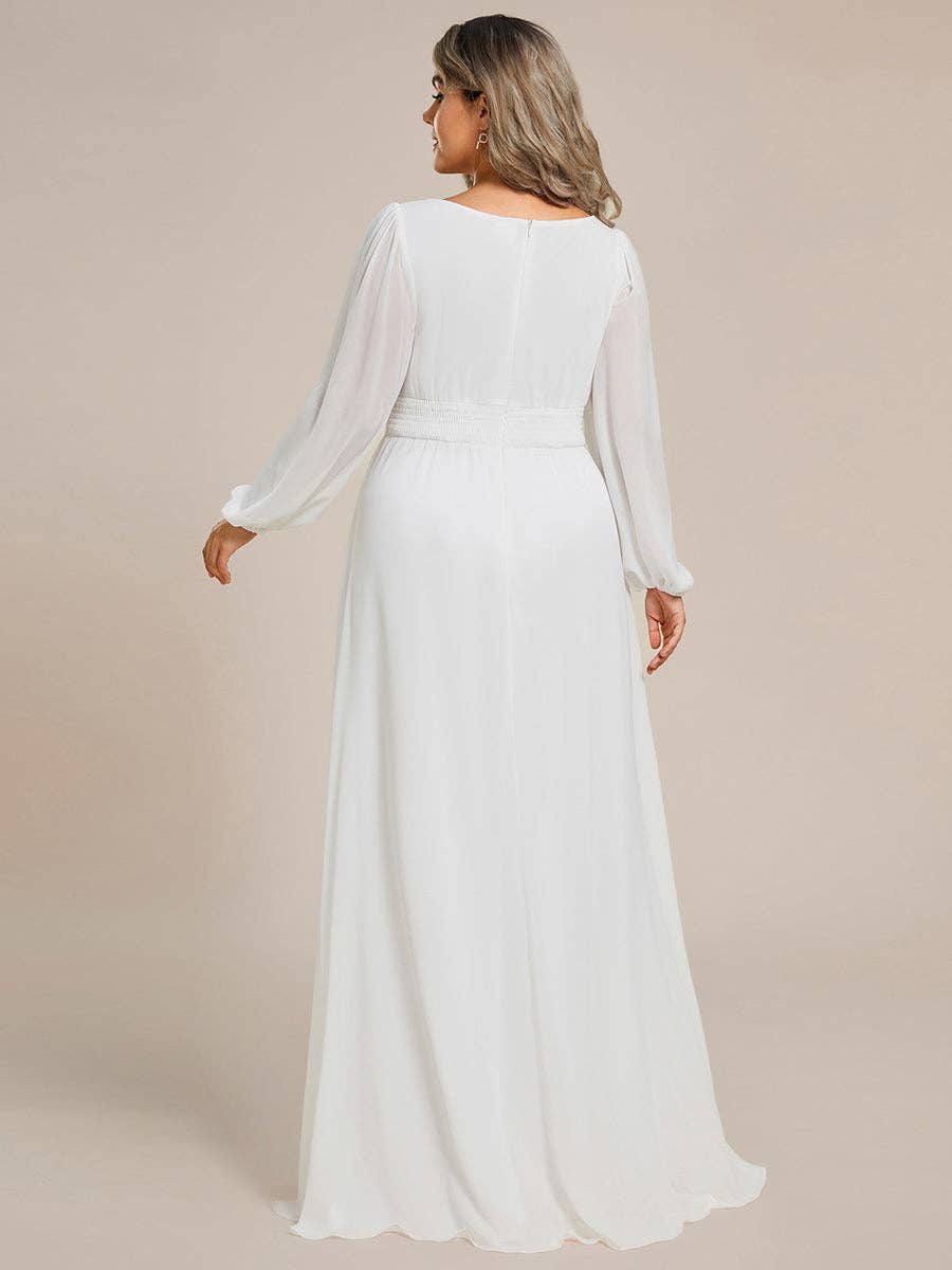 Ever-Pretty - Wholesale Gown - Women's - Plus Size Long Lantern Sleeves Round Neck Bridesmaid Dress32