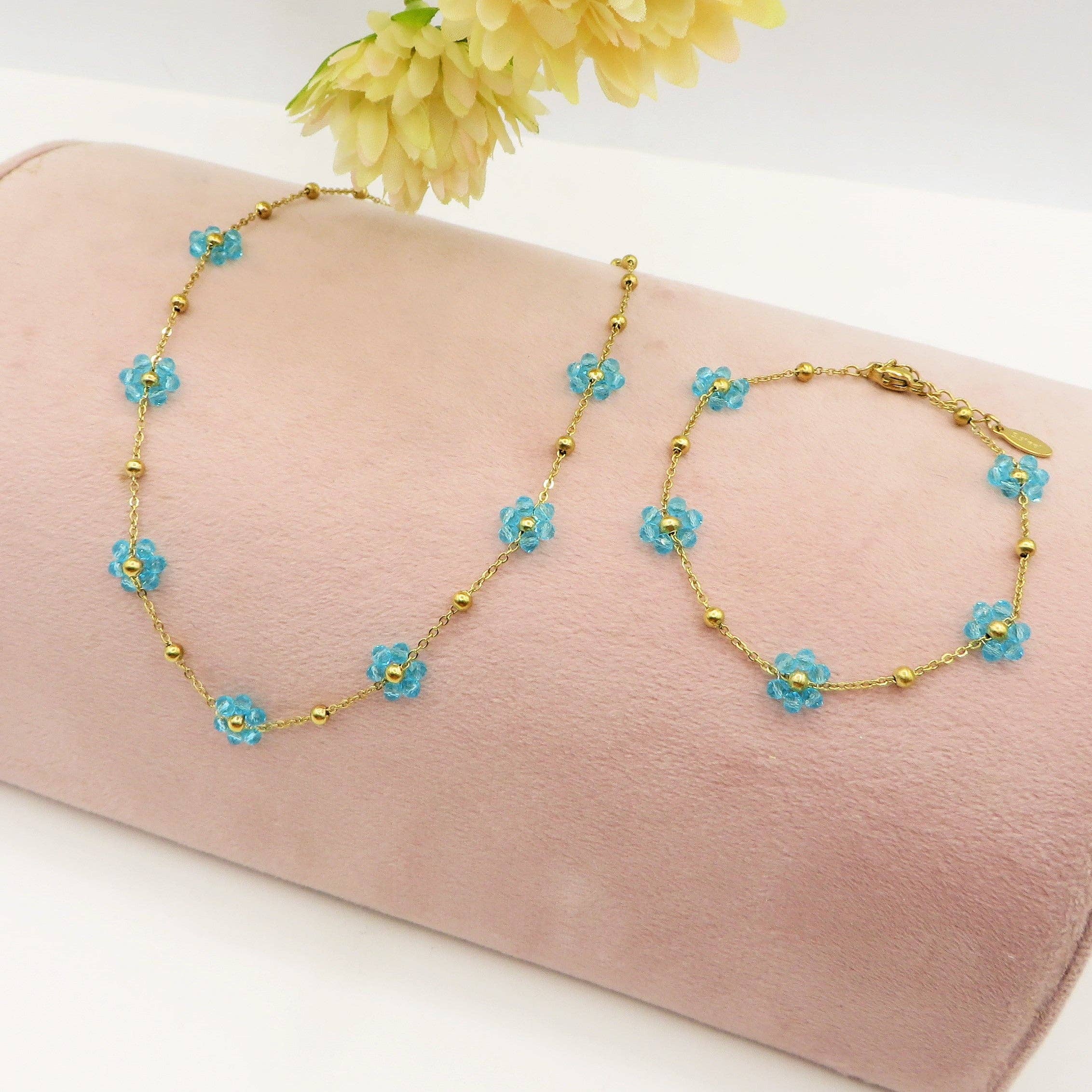 Daemon srls - Wholesale Pendant/Charm Necklace - DAISY ~ ACCIAIO INOSSIDABILE ~ Collana con fiori e cristalli16