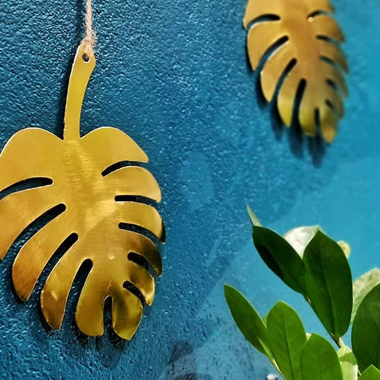 Decoración de pared Leaf, latón dorado para venta al por mayor de Mikwi