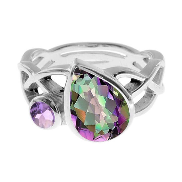 Catalina mystisk topas & ametyst keltisk knudearbejde ring for engroshandel hos Kali Ma Designs - Sterling Silver Jewellery