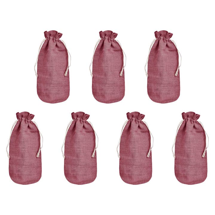 Set van 7 Jute Wijn Cadeautassen – Trekkoordsluiting, Eco Tas voor wholesale door ecojutebags