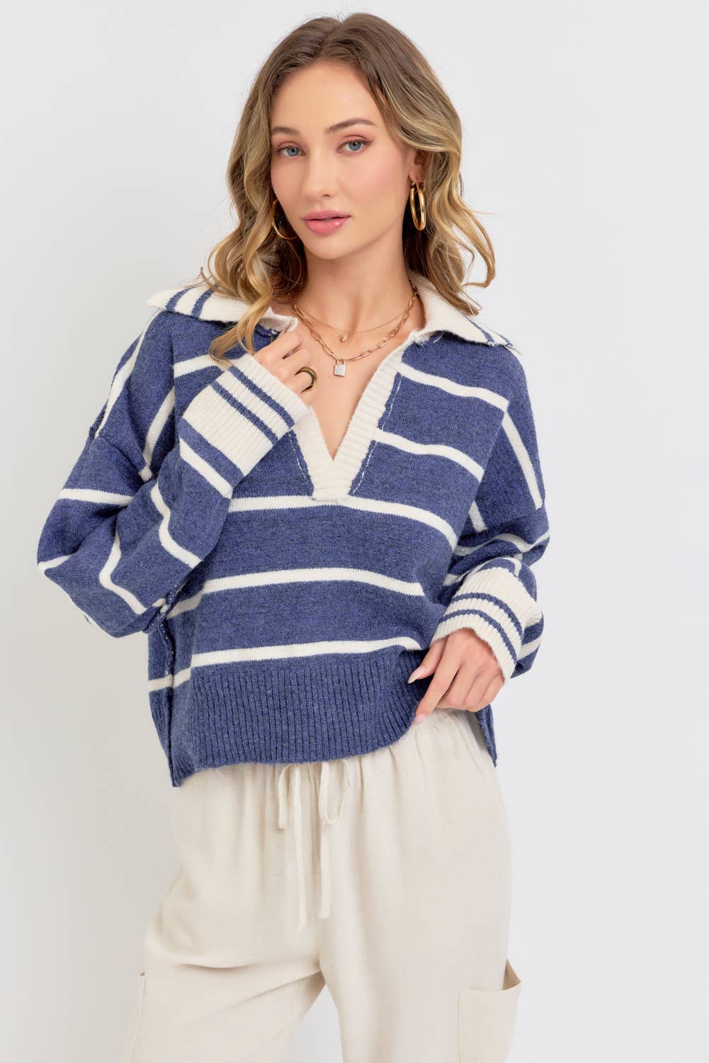 Sweet Lovely by Jen - Wholesale Knit Sweater - Women's - STRIPED EVERYDAY  KNIT SWEATER17