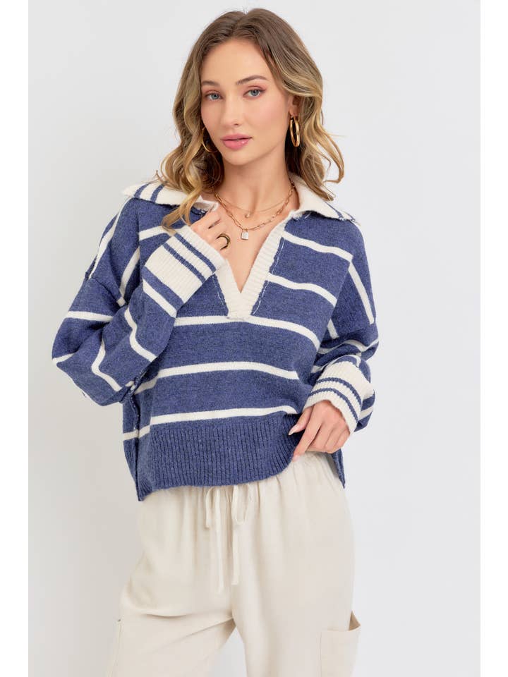 Sweet Lovely by Jen - Wholesale Knit Sweater - Women's - STRIPED EVERYDAY KNIT SWEATER17
