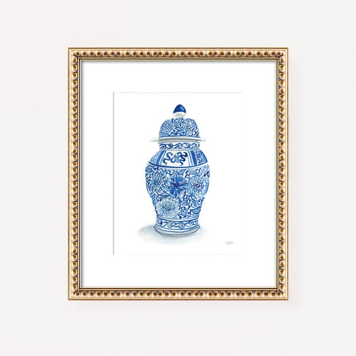 Watercolor Ginger Jar No25 Art Print by Michelle Mospens for wholesale by Michelle Mospens