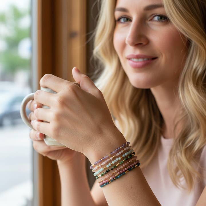 Artisans de Madagascar – Großhandel Perlenarmband – Facettierte Perlenarmbänder 2 mm & vergoldetes Kupfer7