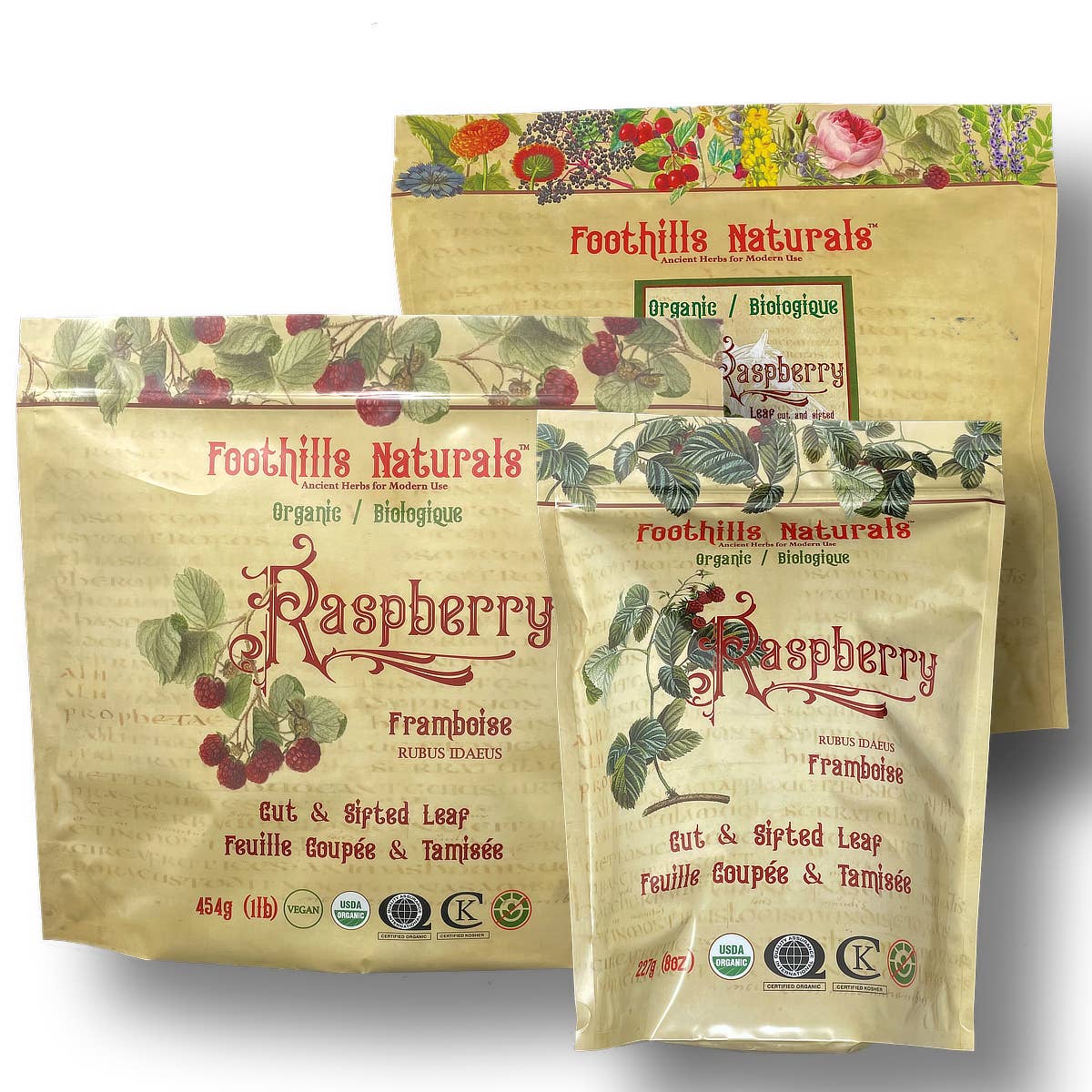 Foothills Naturals - Vente Thé en vrac - Thé aux feuilles de framboise biologique - Coupe en vrac et tamisé, Digestion5