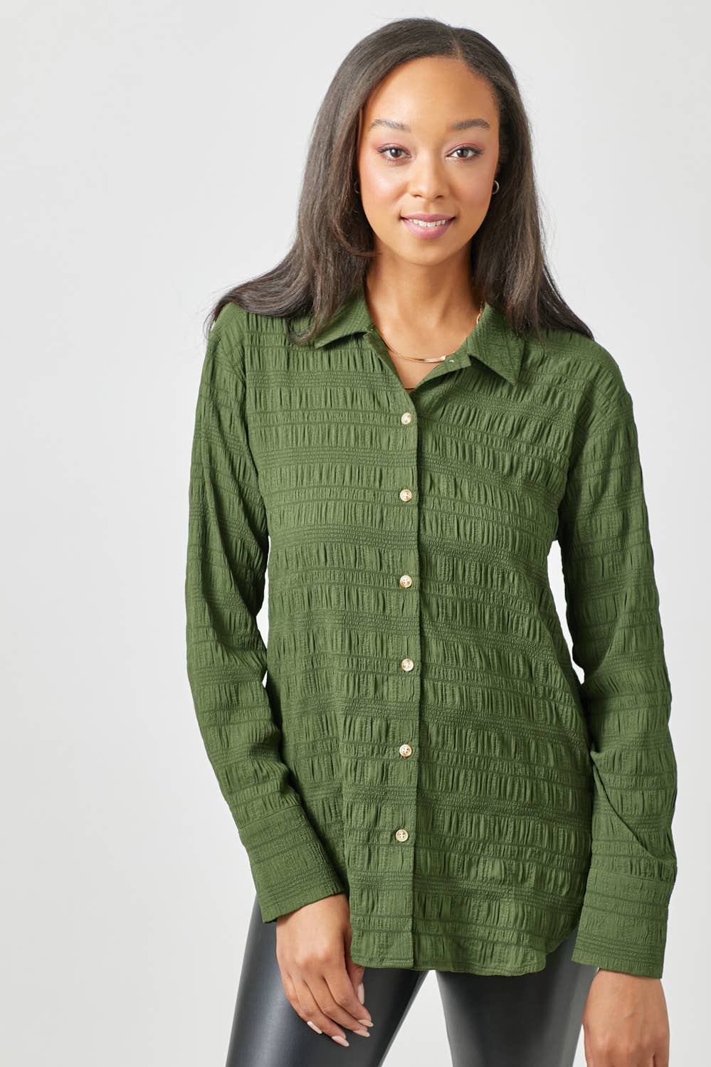 Mystree - Wholesale Button Down Shirt - Women's - 60209 Textured Button Down Shirt21
