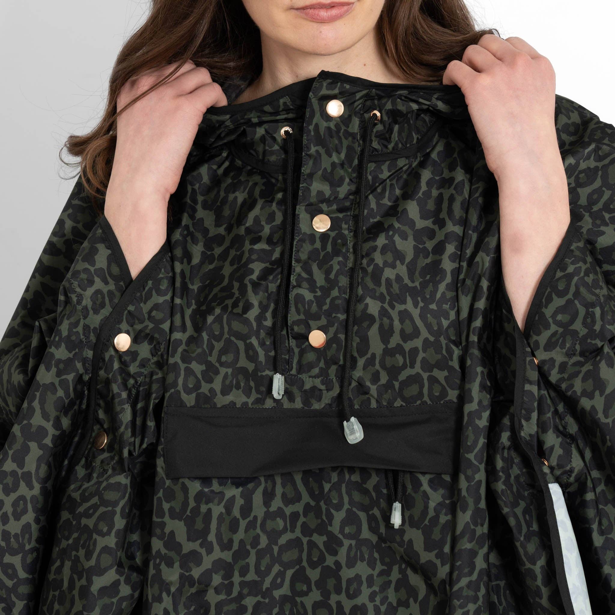 Sarta - Wholesale Poncho - Women's - Aspen Rain Poncho - Khaki/Black, Leopard5