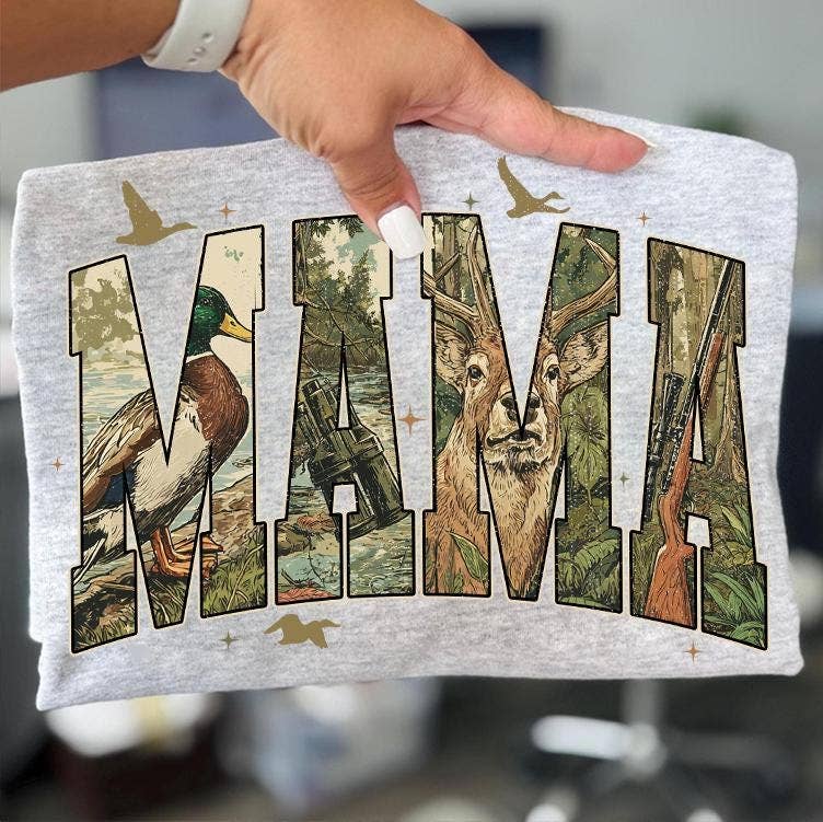 NVC Ecommerce LLC - Wholesale T-Shirt (Graphic) - Women's - Retro Camo Hunting Mama Shirt, Deer Hunting Season Sweater1