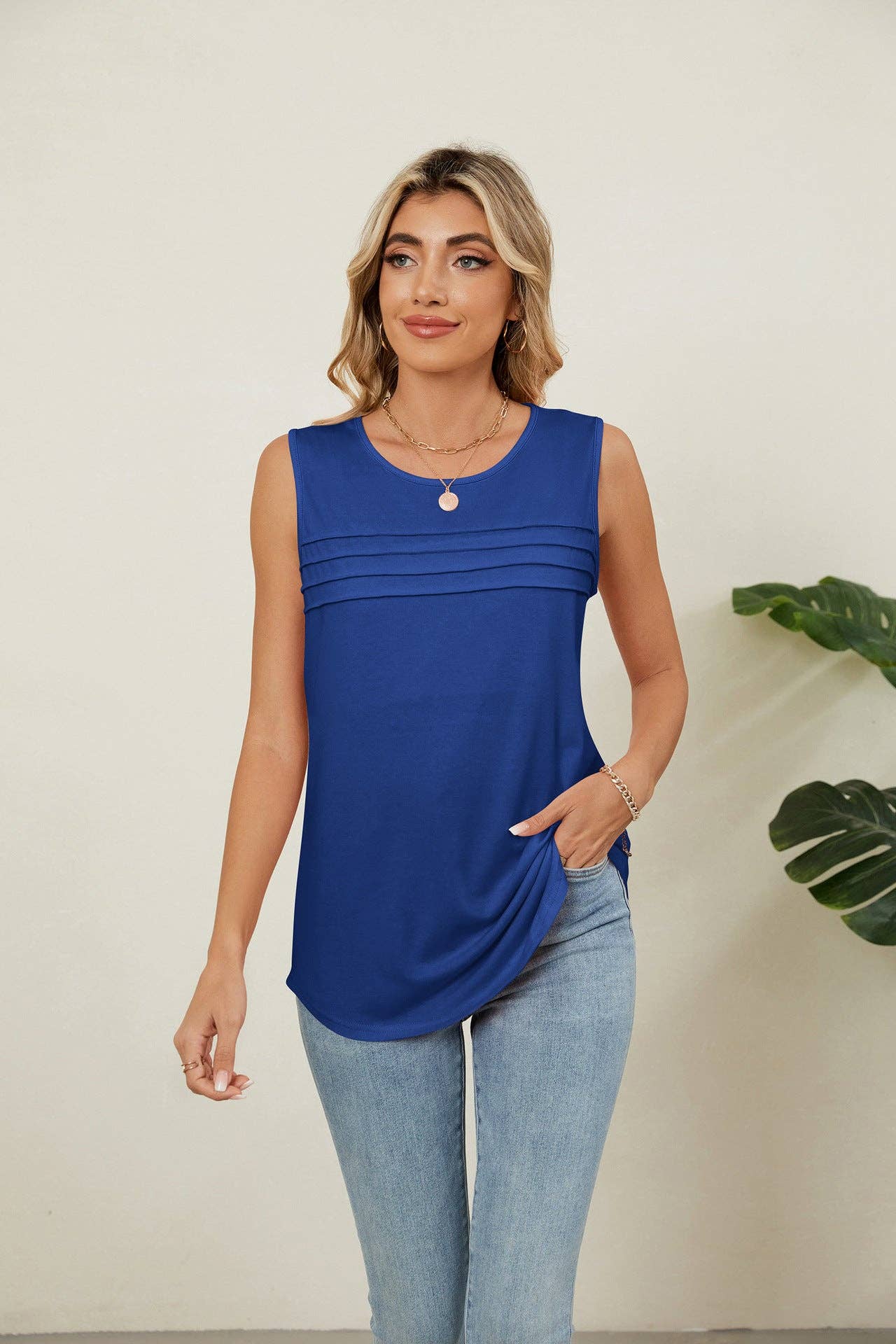 Lovesoft - Venta al por mayor Camiseta sin mangas - Mujer - Camiseta sin mangas de cuello redondo de ajuste holgado y color sólido11