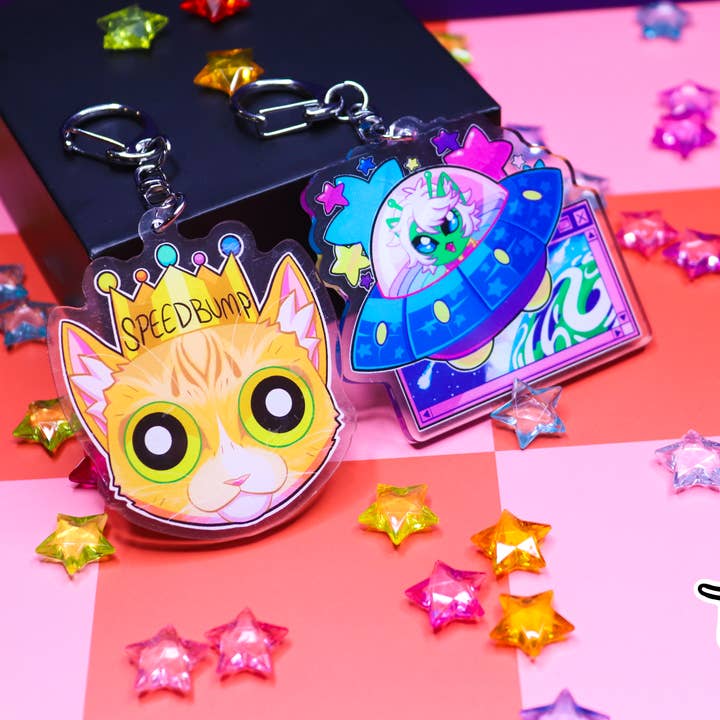 Speedbump and Horseradish (Cat) Keychain for wholesale by Triclops Rabbit