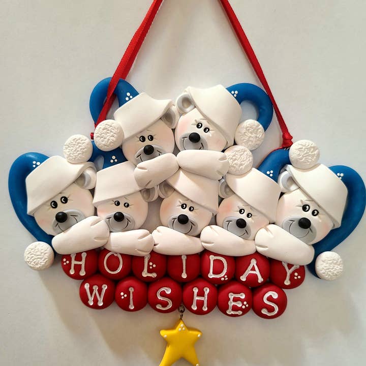 Polar Bear Family of 7 for wholesale by Clayfun Creations