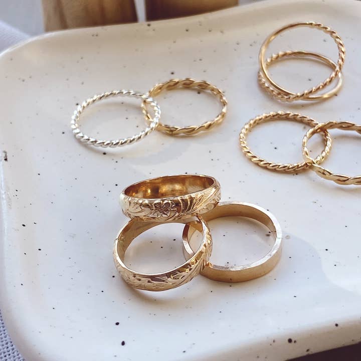 AVA Handmade Jewelry - Wholesale Band/Stacked Ring - Vintage floral thick band; floral thick band, floral band4